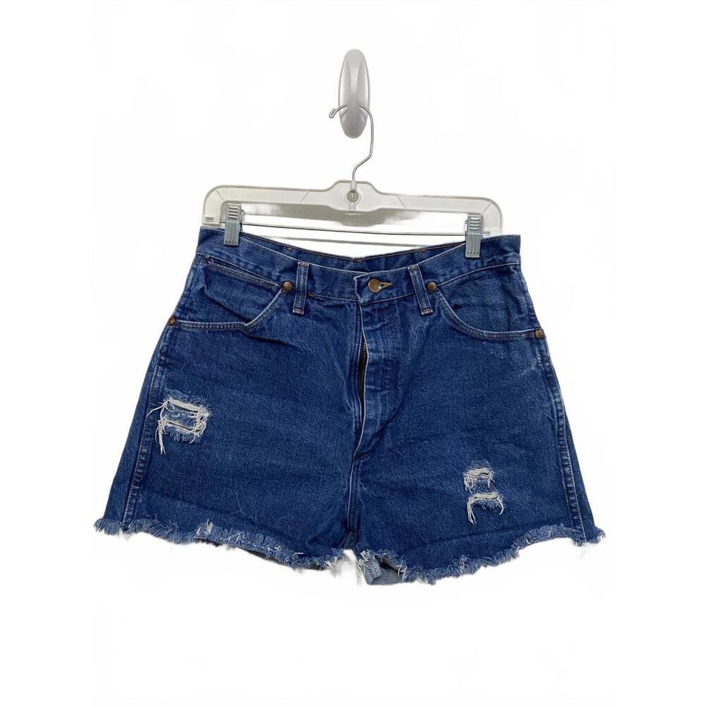 Wrangler Indigo Distressed High-Rise Denim Shorts
